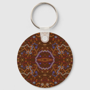 Australian Aborigine Walkabout with Animal Tracks Key Ring