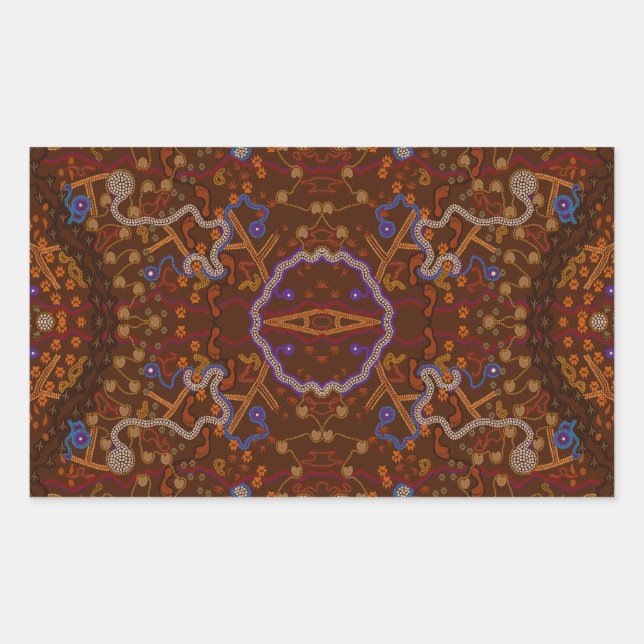 Australian Aborigine Walkabout with Animal Tracks Rectangular Sticker (Front)