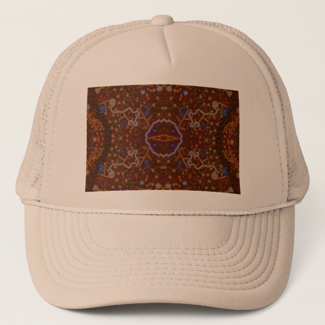 Australian Aborigine Walkabout with Animal Tracks Trucker Hat (Front)