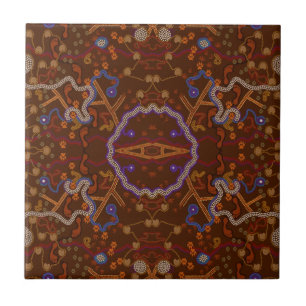 Australian Aborigines Walkabout with Animal Tracks Tile