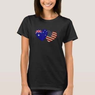 Australian American Couple Heart Love Flag Valenti T-Shirt