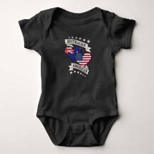Australian American Heart Flags Australia America Baby Bodysuit