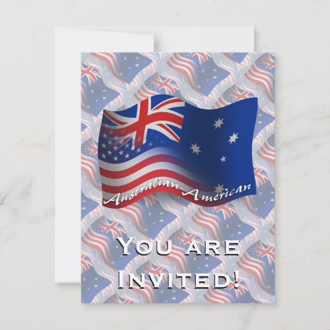 Australian-American Waving Flag Invitation (Front)