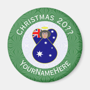 Australian Angel Christmas Flag Personalised Magnet