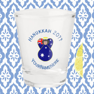 Australian Angel Hanukkah Flag Personalised Shot Glass