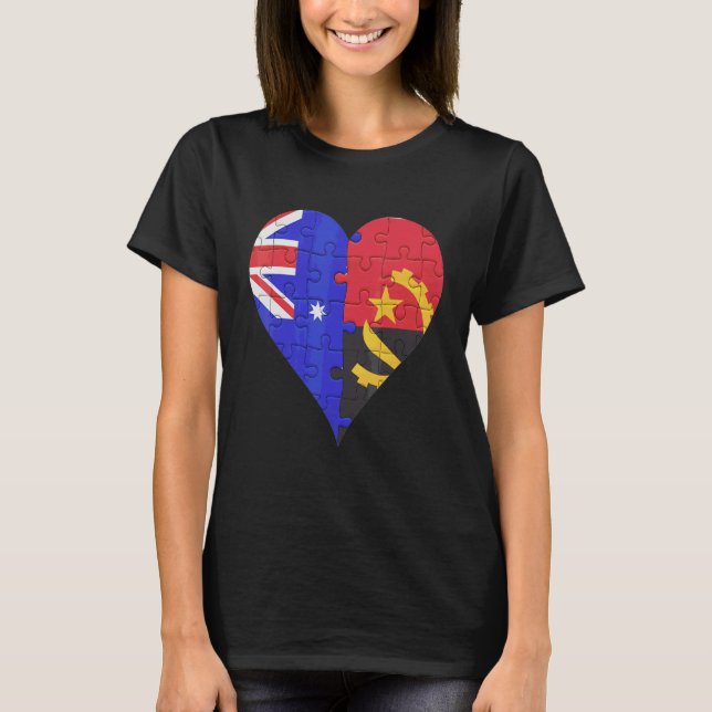 Australian Angolan Flag Heart T-Shirt (Front)