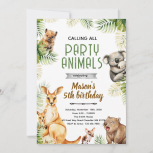 Australian animal party invitation