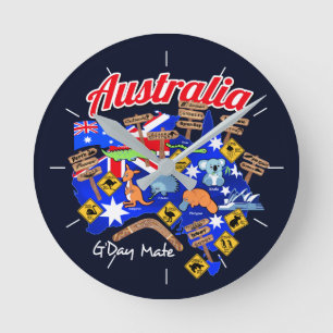 Australian animals and locations round clock
