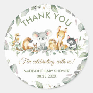 Australian Animals Birthday Baby Shower Favour  Classic Round Sticker