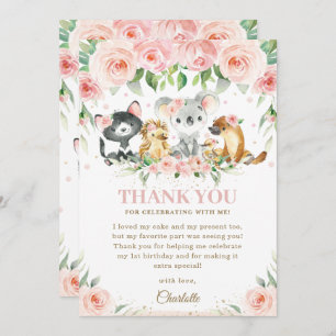 Australian Animals Blush Pink Floral Birthday Baby Thank You Card