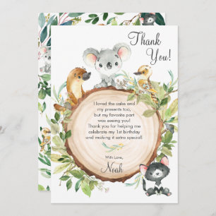 Australian Animals Cute Koala 1st Birthday Party Thank You Card