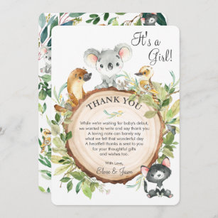 Australian Animals Cute Koala Neutral Baby Shower Thank You Card