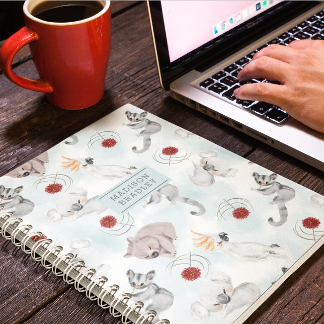 Australian Animals Cute Watercolour Personalised Notebook (Creator Uploaded)