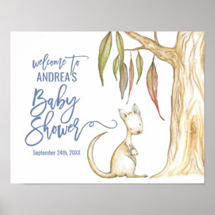 Australian Animals   Kangaroo Baby Shower Welcome Poster