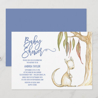 Australian Animals | Kangaroo & Joey Baby Shower Invitation