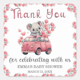 Australian Animals Koala Baby Shower THANK YOU Square Sticker
