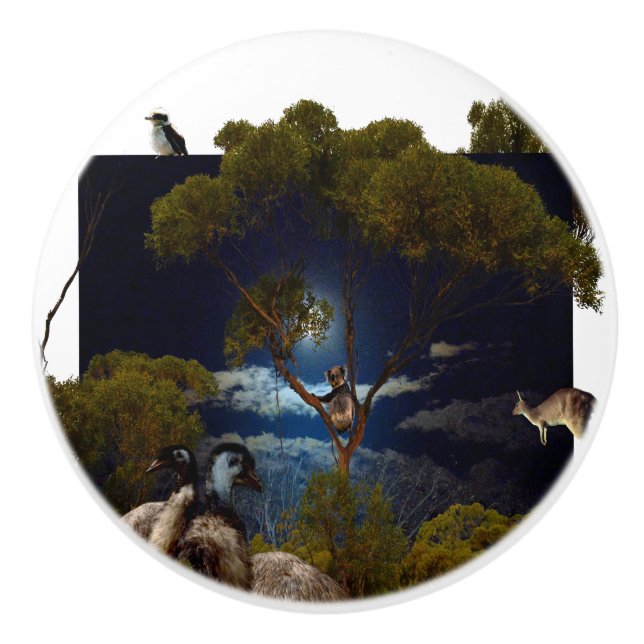 Australian Animals Out Of Bounds Design,  Ceramic Knob (Front)