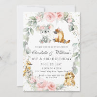 Australian Animals Pink Floral Sage Joint Birthday