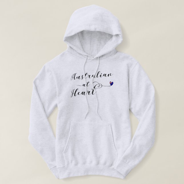 Australian At Heart Hoodie, Aus Hoodie (Design Front)
