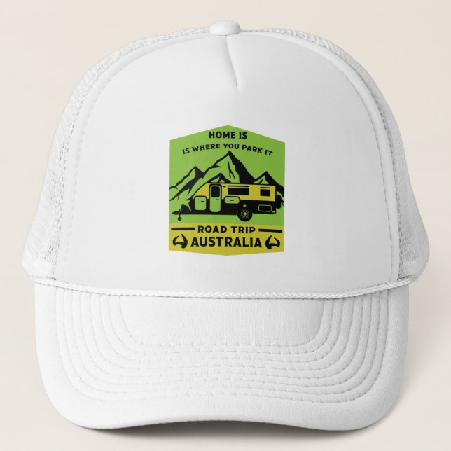 Australian Aussie Caravan Caravanning Summer Trucker Hat (Front)