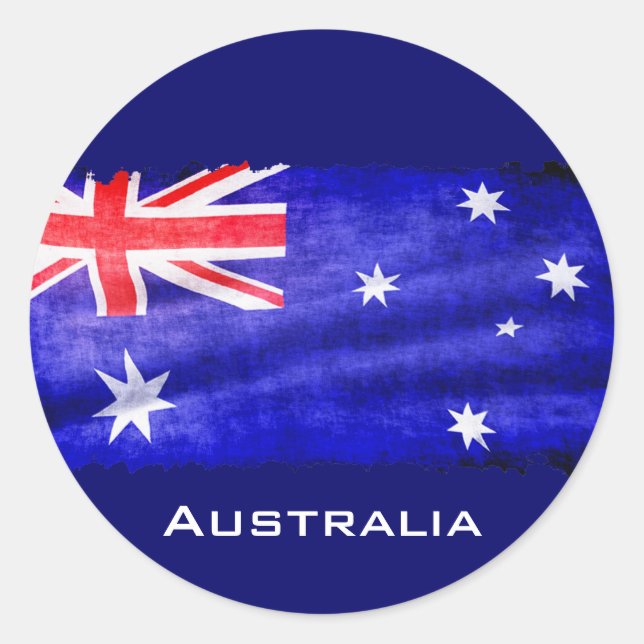 Australian, Aussie Flag, Downunder Patriotic Flag Classic Round Sticker (Front)