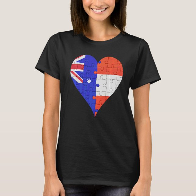 Australian Austrian Flag Heart T-Shirt (Front)