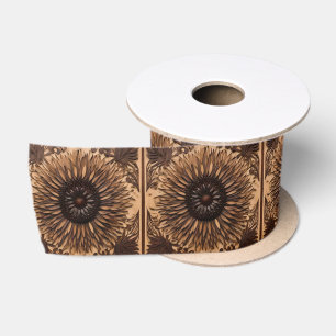 Australian Banksia Flower Wood Print, Satin Ribbon