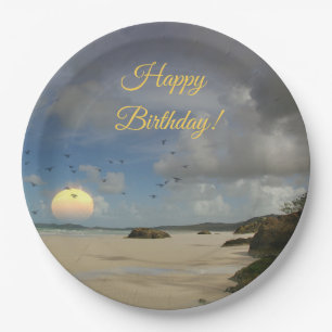 Australian Beach Happy Birthday Paper Plate