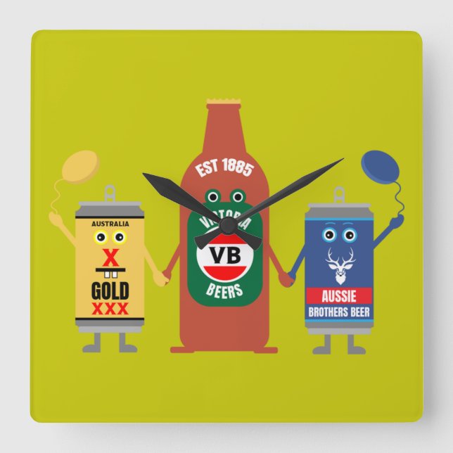 Australian Beer lovers And Drinkers Square Wall Clock (Front)