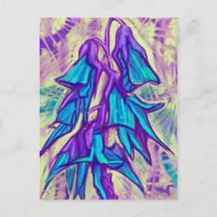 Australian Bird Flower, Tropical Floral Turquoise Postcard