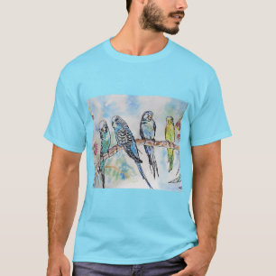Australian Birds Budgie Watercolor Art Key Ring T-Shirt
