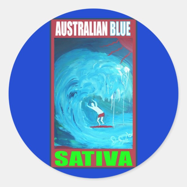 AUSTRALIAN BLUE SATIVA CLASSIC ROUND STICKER (Front)