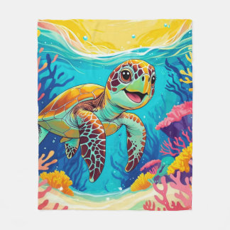 Australian Boho Turtle Fleece Blanket | Sunny