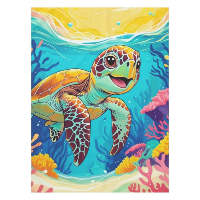 Australian Boho Turtle Tablecloth | Sunny (Front)