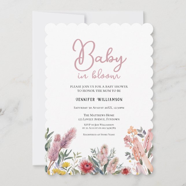 Australian Botanical Baby Shower invitation (Front)