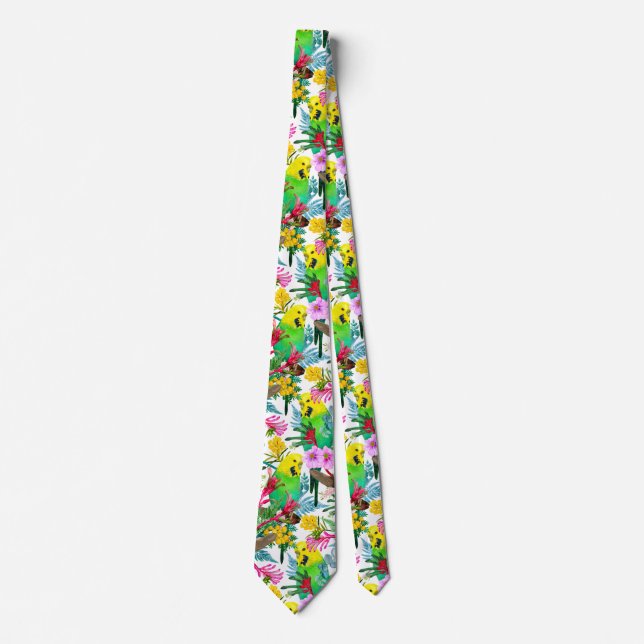 Australian Budgerigar Wildflower Pattern Tie (Front)