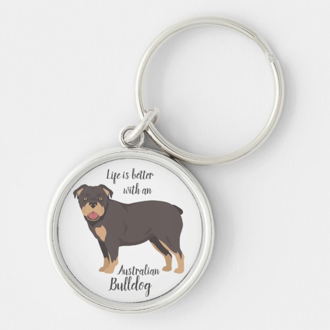 Australian Bulldog dog Key Ring (Front)