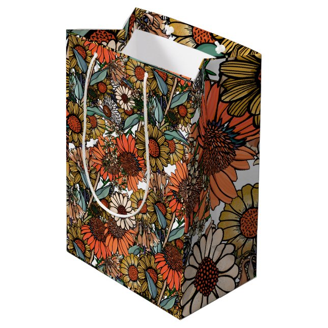 Australian Bush Wildflower Garden Medium Gift Bag (Back Angled)