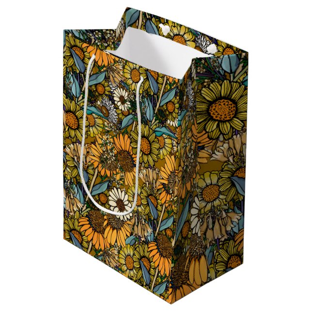 Australian Bush Wildflower Summer Garden Medium Gift Bag (Front Angled)