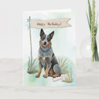 Australian Cattle Breed Dog Under Birthday Sign
