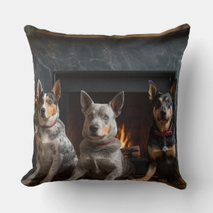 Australian Cattle by the Fireplace Christmas Cushion