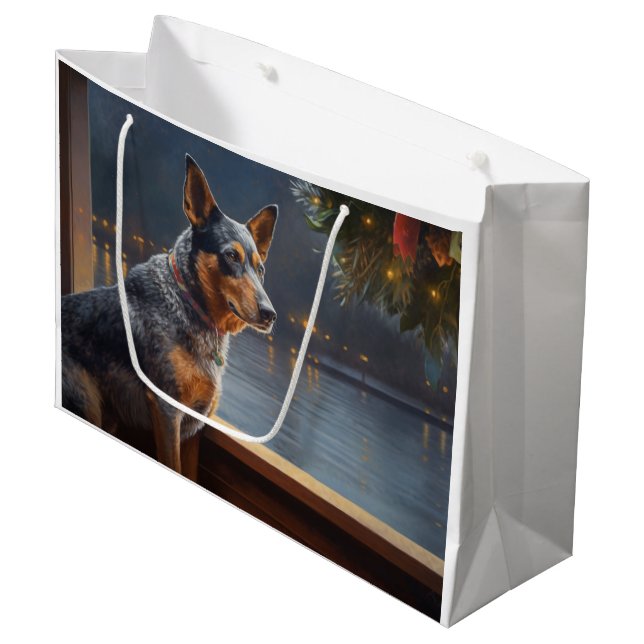 Australian Cattle Christmas Cruise Pawsome Holiday Large Gift Bag (Front Angled)