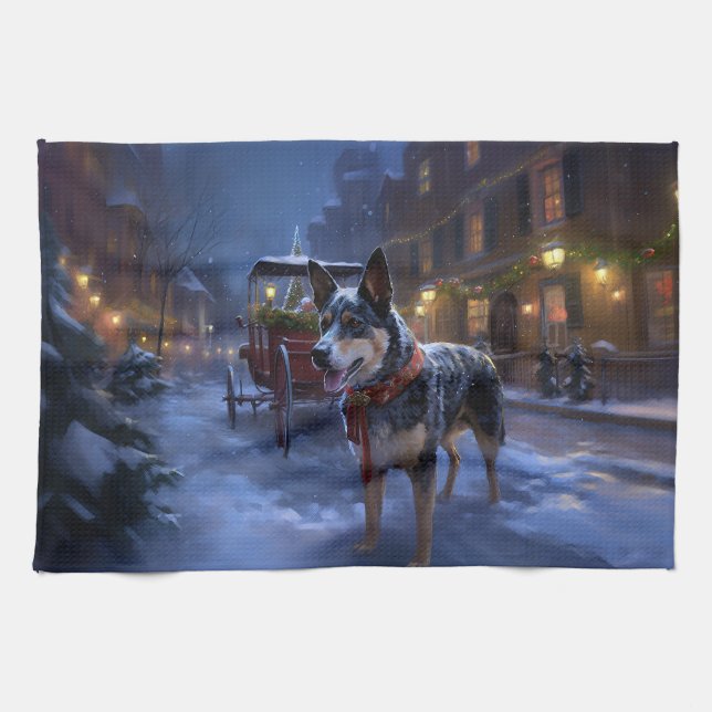 Australian Cattle Christmas Festive Season  Tea Towel (Horizontal)