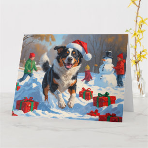 Australian Cattle Christmas Festive Snow Scene Card