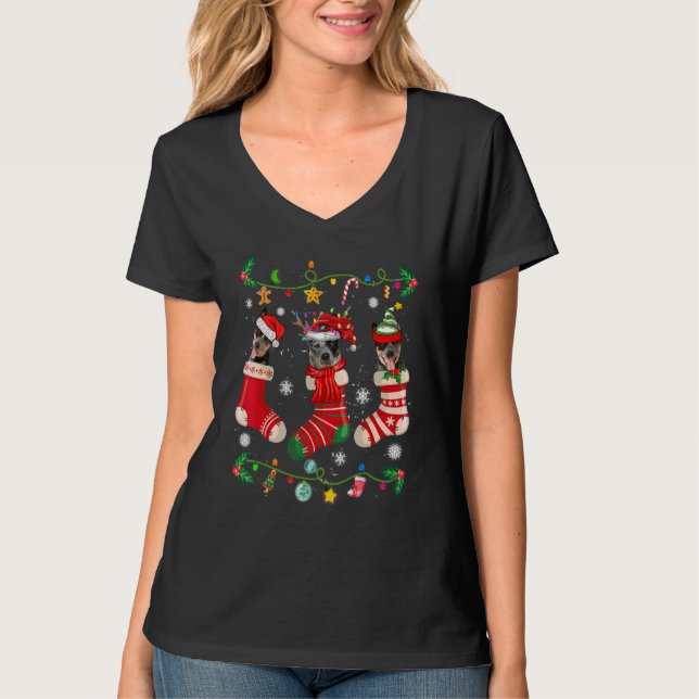 Australian Cattle Christmas Socks Xmas Dog   T-Shirt (Front)