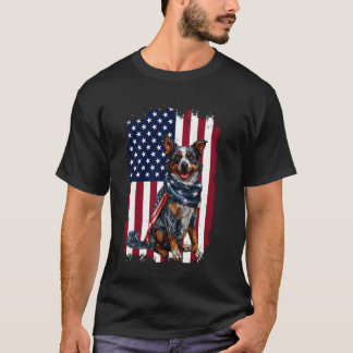 Australian Cattle Dog American Flag 4th Of July Ca T-Shirt