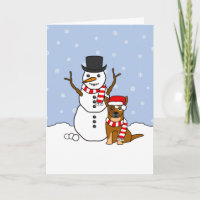 Australian Cattle Dog and Snowman