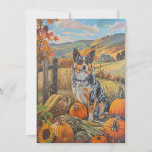 Australian Cattle Dog Autumn Harvest Thanksgiving Holiday Card