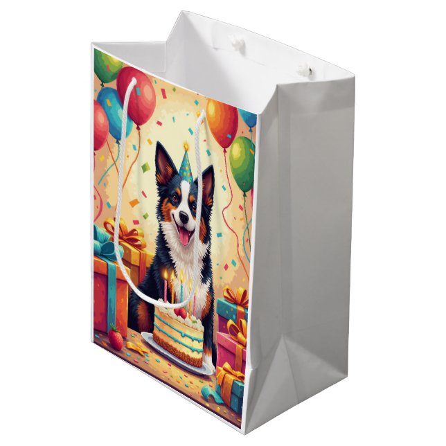 Australian Cattle Dog Birthday Celebration Medium Gift Bag (Front Angled)