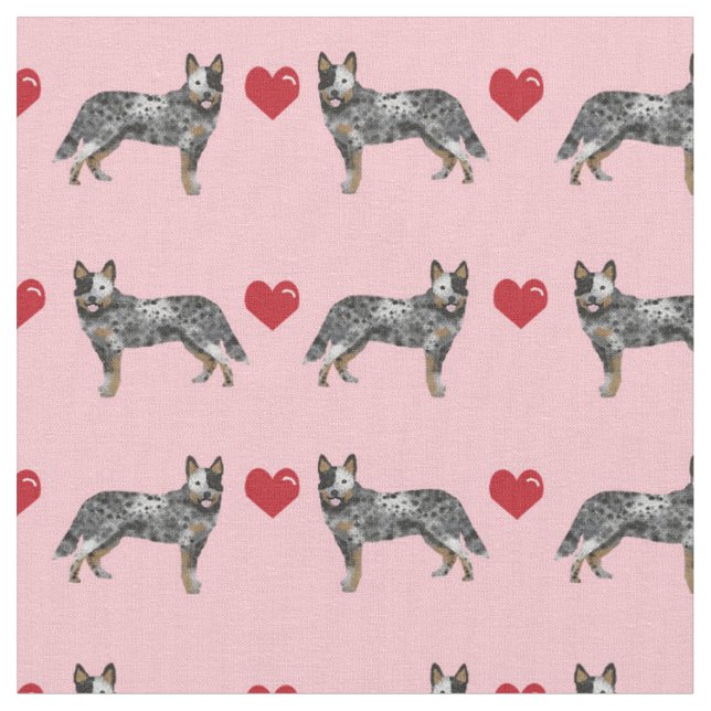 australian cattle dog blue heeler love fabric (Close Up)